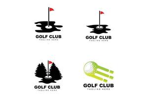 Golfball-Logo, Vektor-Stick-Golf. Outdoor-Sportspiel, Disziplindesign, Symbolvorlage vektor