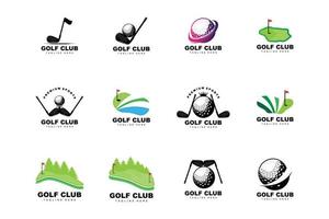 golf boll logotyp, vektor pinne golf. utomhus- sporter spel, disciplin design, ikon mall