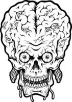 monster zombie huvud skalle hjärna svart och vit vektor illustrationer för din arbete logotyp, handelsvaror t-shirt, klistermärken och märka mönster, affisch, hälsning kort reklam företag företag eller märken