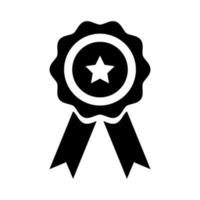 svart medalj med stjärna ikon isolerat på vit bakgrund vektor