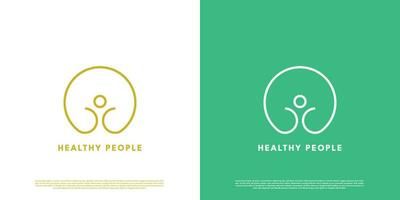 Menschen Gesundheit Logo Design Illustration. gesund klein Kind Erwachsene Linie Silhouette. modern minimalistisch elegant Design. passen zum Gesundheit Wellness Geschäft Symbol Krankenhaus Klinik Apotheke. vektor