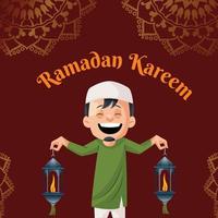baner design av ramadan kareem tecknad serie stil mall vektor