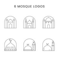 einstellen von sechs Moschee Linie Logos Muslim islamisch Logo Designs minimalistisch Linie Logos vektor
