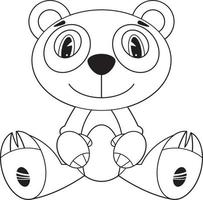 söt tecknad serie panda Björn linje konst vektor