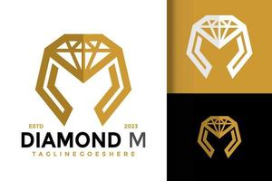 brev m diamant logotyp vektor ikon illustration