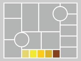 Foto Collage Moodboard Vorlage im Gelb Farben mit zwei Kreis vektor