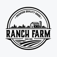 Land Ranch Bauernhof Emblem Logo Vektor Design. Beste zum Ranch Bauernhof verbunden Industrie Logo