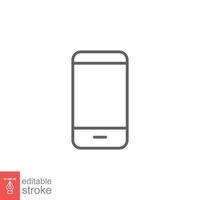 mobil telefon linje ikon. enkel översikt stil. minimal smartphone, telefon, cell telefon, teknologi begrepp. vektor illustration isolerat på vit bakgrund. redigerbar stroke eps 10.