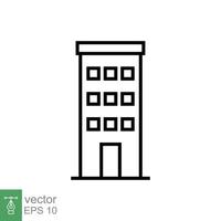 Gebäude Symbol. einfach Gliederung Stil. Büro, modern städtisch Wolkenkratzer, Wohnung, Geschäft, Grün heim, Haus Konzept. dünn Linie Symbol. Vektor Illustration isoliert auf Weiß Hintergrund. eps 10.