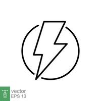 energi linje ikon. enkel översikt stil för webb och app. kraft, avgift, elektricitet, batteri, blixt- begrepp. vektor illustration isolerat på vit bakgrund. eps 10.