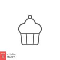 muffin ikon. enkel översikt stil. bageri, kaka, efterrätt, muffin, kök, restaurang begrepp. tunn linje symbol. vektor illustration isolerat på vit bakgrund. redigerbar stroke eps 10.