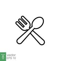 Löffel und Gabel Symbol. einfach Gliederung Stil. Besteck, Küche, Besteck, Tisch, Restaurant Konzept. dünn Linie Symbol. Vektor Illustration isoliert auf Weiß Hintergrund. eps 10.