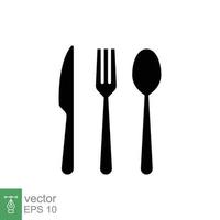 Besteck Symbol. einfach solide Stil. Besteck, Löffel, Gabel, Steak Messer, Platte, Restaurant Konzept. schwarz Silhouette, Glyphe Symbol. Vektor Illustration isoliert auf Weiß Hintergrund. eps 10.