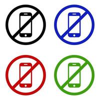 Satz Smartphone-Verbot auf weißem Hintergrund vektor
