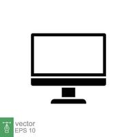 pc Monitor Symbol. einfach solide Stil. Bildschirm, Fernseher, Desktop Computer Anzeige Konzept. schwarz Silhouette, Glyphe Symbol. Vektor Illustration isoliert auf Weiß Hintergrund. eps 10.