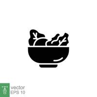 Salat Symbol. einfach solide Stil. organisch Essen im Schüssel, Gesundheit, Gemüse, Platte, Restaurant Konzept. schwarz Silhouette, Glyphe Symbol. Vektor Illustration isoliert auf Weiß Hintergrund. eps 10.