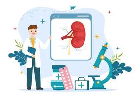 Nephrologe Illustration mit Kardiologe, Proktologe und behandeln Nieren Organ im eben Karikatur Hand gezeichnet zum Netz Banner oder Landung Seite Vorlagen vektor