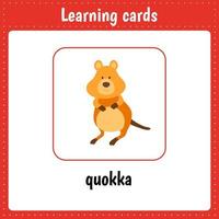 Lernen Karten zum Kinder. Tiere. Quokka vektor