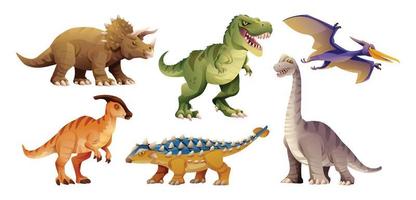 Dinosaurier Charakter einstellen im Karikatur Stil vektor