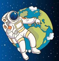 Raum und Astronaut Karikatur Vektor