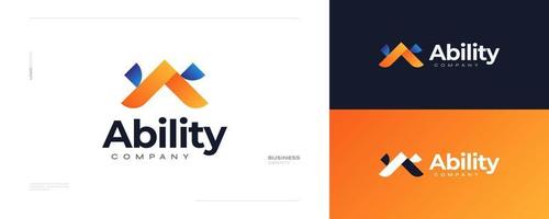 abstrakt Brief ein Logo Design mit Orange und Blau Gradient Stil vektor