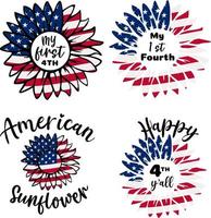 Amerika patriotisch Design. 4 .. von Juli patriotisch Symbole Sonnenblume . Unabhängigkeit Tag Symbol mit uns Flagge. Vektor