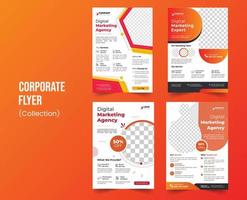 korporativ Flyer Combo, Geschäft Flyer und korporativ Vorlage Startseite Design Layouts im Single Sammlung mit ein glänzend Stil von Orange kreativ Grafik Elemente und Hintergrund Raum zum Fotos vektor