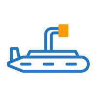 U-Boot Symbol Duotone Blau Orange Stil Militär- Illustration Vektor Heer Element und Symbol perfekt.