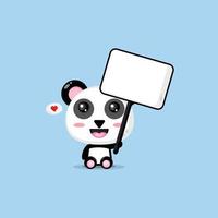 süßer Panda, der ein leeres Zeichen hält vektor