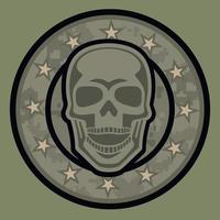 Militär- Zeichen mit Schädel, Grunge Jahrgang Design t Hemden vektor