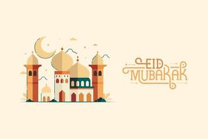 eid mubarak gratulationskort med arabisk kalligrafi vektor
