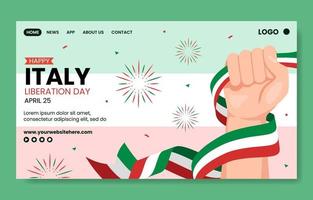 Italien befrielse dag social media landning sida hand dragen mall bakgrund illustration vektor