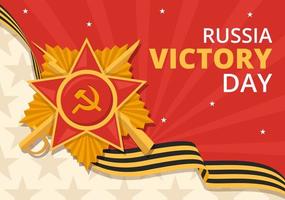 Russisch Sieg Tag auf kann 9 Illustration mit Medaille Star von das Held und großartig patriotisch Krieg im eben Karikatur Hand gezeichnet zum Landung Seite Vorlagen vektor