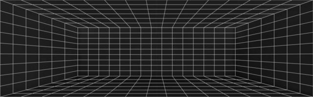 3d Perspektive von schwarz Drahtmodell Zimmer Hintergrund vektor