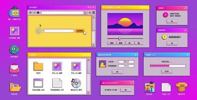 retro y2k Dampfwelle Fenster Bildschirm von 90er Jahre Desktop vektor