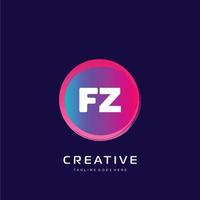 F Z första logotyp med färgrik mall vektor. vektor