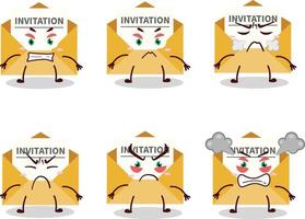 inbjudan meddelande tecknad serie karaktär med olika arg uttryck vektor