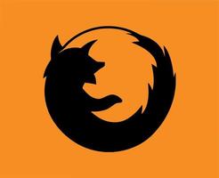 mozilla Feuerfuchs Marke Logo Symbol schwarz Design Browser Software Illustration Vektor mit Orange Hintergrund