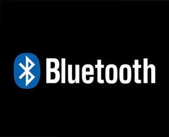 Bluetooth Symbol Logo Symbol Blau mit Name Weiß Design Vektor Illustration mit schwarz Hintergrund