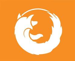 mozilla Feuerfuchs Browser Logo Marke Symbol Weiß Design Software Illustration Vektor mit Orange Hintergrund