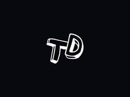 färgrik td logotyp ikon, minimalistisk td logotyp brev design vektor