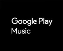 Google spela musik logotyp symbol namn vit design mobil app vektor illustration med svart bakgrund