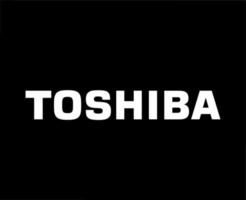 toshiba logotyp varumärke dator symbol vit design franska bärbar dator vektor illustration med svart bakgrund