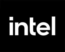 Intel Logo Marke Software Computer Symbol Weiß Design Vektor Illustration mit schwarz Hintergrund