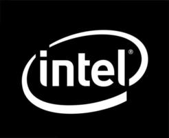 Intel Marke Logo Symbol Weiß Design Software Computer Vektor Illustration mit schwarz Hintergrund