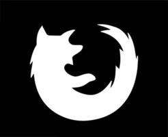 mozilla Firefox varumärke browser logotyp symbol vit design programvara illustration vektor med svart bakgrund