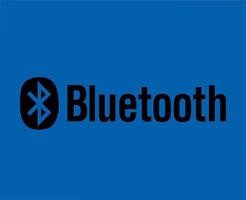 Bluetooth Symbol Logo Symbol mit Name schwarz Design Vektor Illustration mit Blau Hintergrund