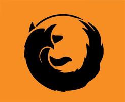 mozilla Feuerfuchs Browser Logo Marke Symbol schwarz Design Software Illustration Vektor mit Orange Hintergrund