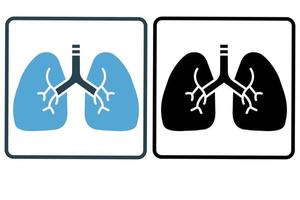 Lunge Symbol Illustration. Symbol verbunden zu intern Organ. solide Symbol Stil. einfach Vektor Design editierbar