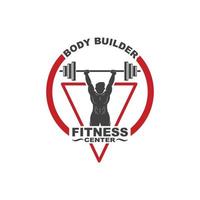 Bodybuilder Fitness Fitnessstudio Symbol Logo Abzeichen Vektor Illustration